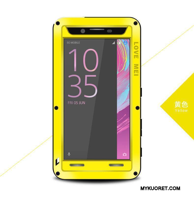 Kuori Sony Xperia X Performance Silikoni Keltainen Murtumaton, Kotelo Sony Xperia X Performance Suojaus Puhelimen Kuoret Kolme Puolustusta