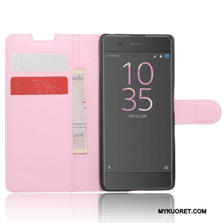 Kuori Sony Xperia Xa Nahka Punainen Kortti, Kotelo Sony Xperia Xa Suojaus Puhelimen Kuoret