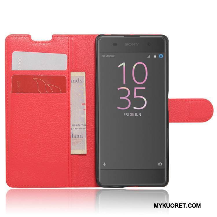 Kuori Sony Xperia Xa Nahka Punainen Kortti, Kotelo Sony Xperia Xa Suojaus Puhelimen Kuoret