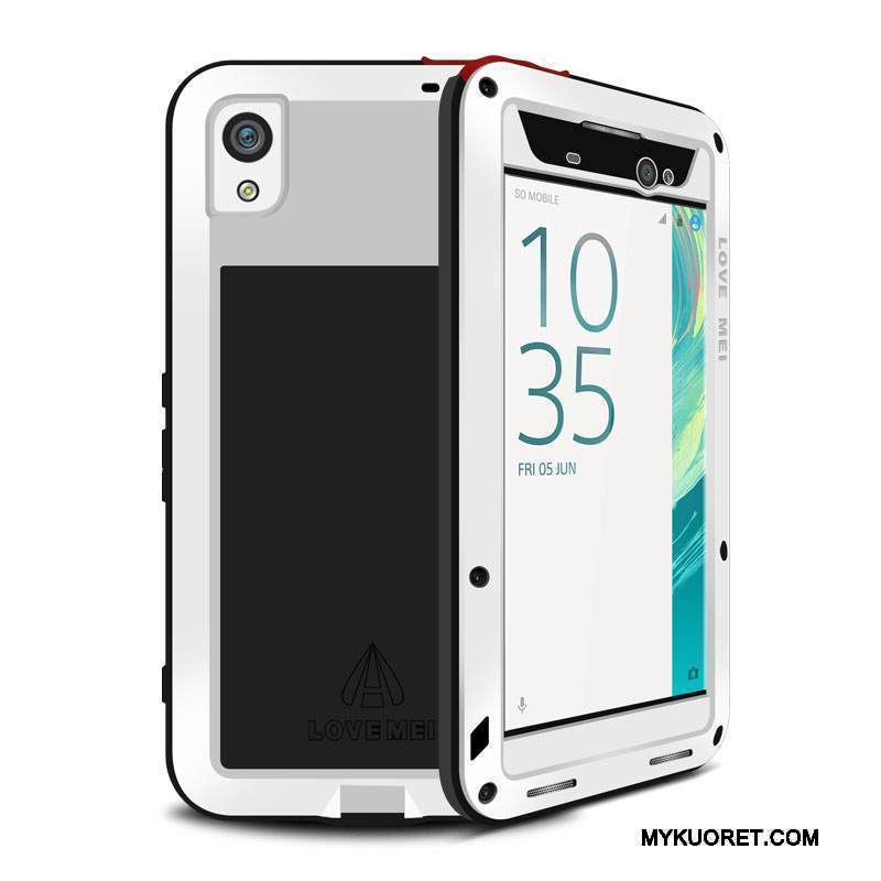 Kuori Sony Xperia Xa Ultra Laukut Keltainen Kolme Puolustusta, Kotelo Sony Xperia Xa Ultra Metalli Murtumaton