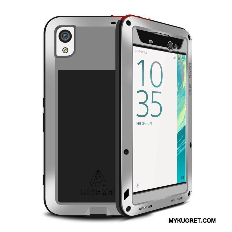 Kuori Sony Xperia Xa Ultra Laukut Keltainen Kolme Puolustusta, Kotelo Sony Xperia Xa Ultra Metalli Murtumaton