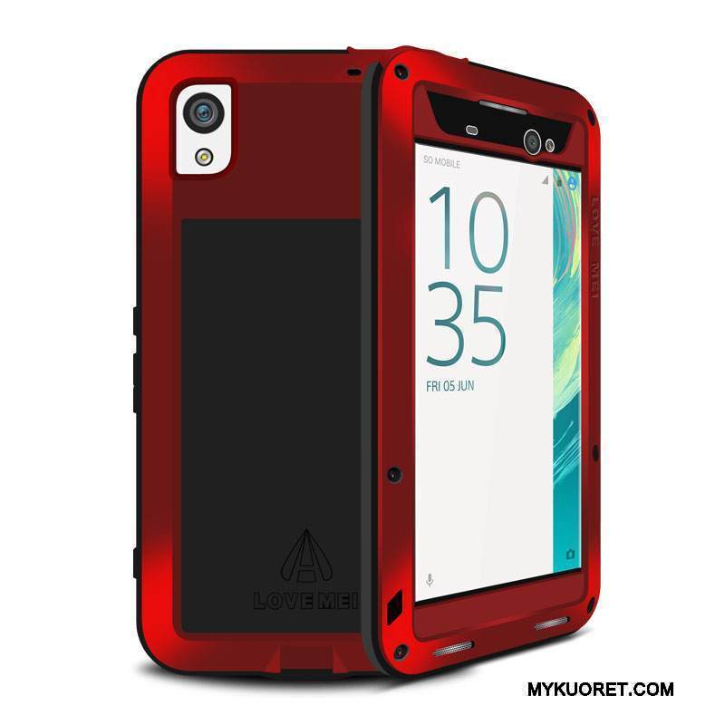 Kuori Sony Xperia Xa Ultra Laukut Keltainen Kolme Puolustusta, Kotelo Sony Xperia Xa Ultra Metalli Murtumaton