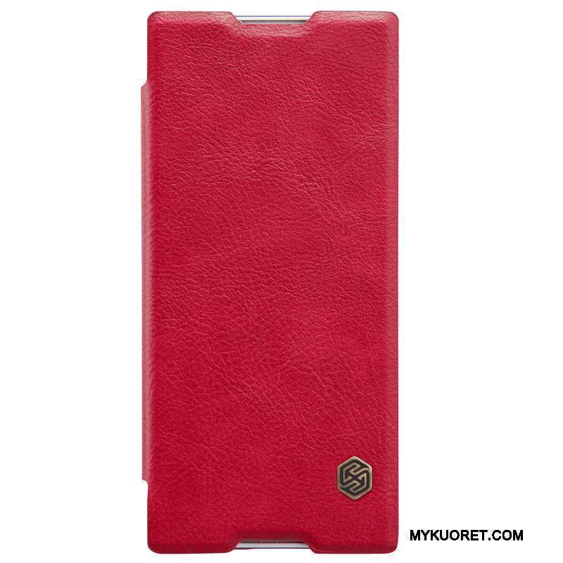 Kuori Sony Xperia Xa1 Kuoret Punainen Puhelimen Kuoret, Kotelo Sony Xperia Xa1 Nahka Kulta Murtumaton