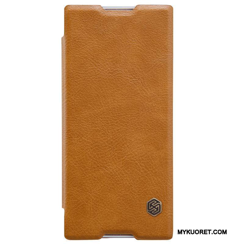 Kuori Sony Xperia Xa1 Kuoret Punainen Puhelimen Kuoret, Kotelo Sony Xperia Xa1 Nahka Kulta Murtumaton