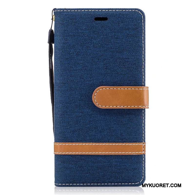 Kuori Sony Xperia Xa1 Nahka Denimi Violetti, Kotelo Sony Xperia Xa1 Kuoret