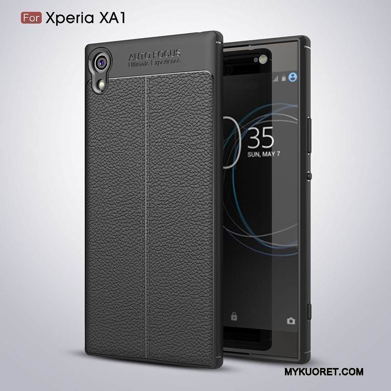 Kuori Sony Xperia Xa1 Nahka Kukkakuvio Punainen, Kotelo Sony Xperia Xa1 Luova Puhelimen Kuoret Murtumaton