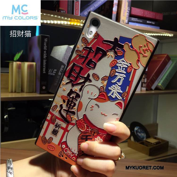 Kuori Sony Xperia Xa1 Pehmeä Neste Puhelimen Kuoret Kissa, Kotelo Sony Xperia Xa1 Sarjakuva Jauhe Rakastunut