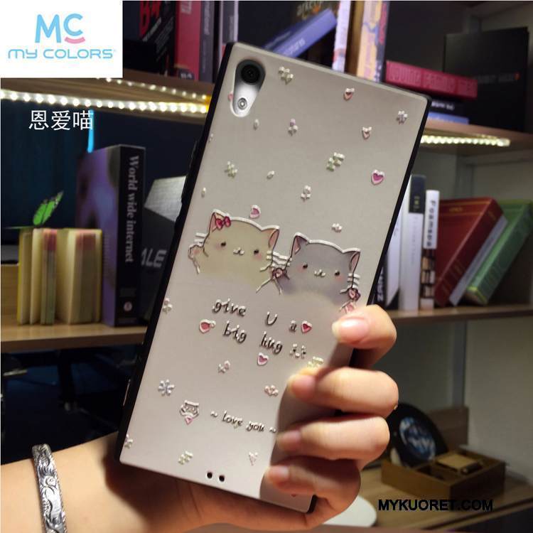 Kuori Sony Xperia Xa1 Pehmeä Neste Puhelimen Kuoret Kissa, Kotelo Sony Xperia Xa1 Sarjakuva Jauhe Rakastunut