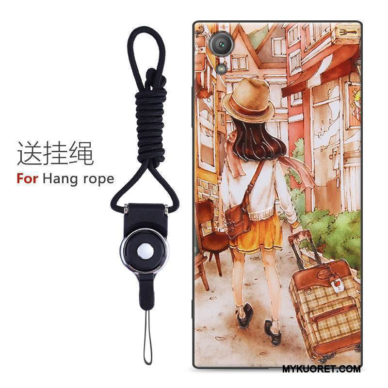 Kuori Sony Xperia Xa1 Plus Kohokuviointi Oranssi Puhelimen Kuoret, Kotelo Sony Xperia Xa1 Plus Suojaus Pesty Suede