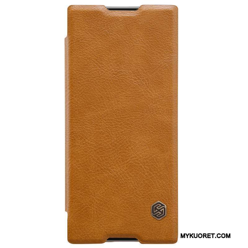 Kuori Sony Xperia Xa1 Plus Kuoret Musta Puhelimen Kuoret, Kotelo Sony Xperia Xa1 Plus Nahka Murtumaton Kulta