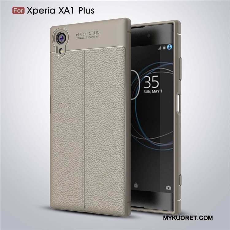 Kuori Sony Xperia Xa1 Plus Nahka Musta Pesty Suede, Kotelo Sony Xperia Xa1 Plus Silikoni Kukkakuvio Puhelimen Kuoret