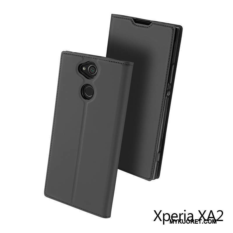 Kuori Sony Xperia Xa2 Nahka Kulta Murtumaton, Kotelo Sony Xperia Xa2 Laukut Kortti Puhelimen Kuoret