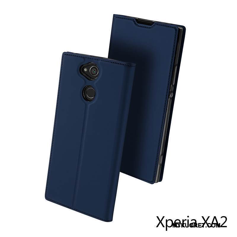 Kuori Sony Xperia Xa2 Nahka Kulta Murtumaton, Kotelo Sony Xperia Xa2 Laukut Kortti Puhelimen Kuoret