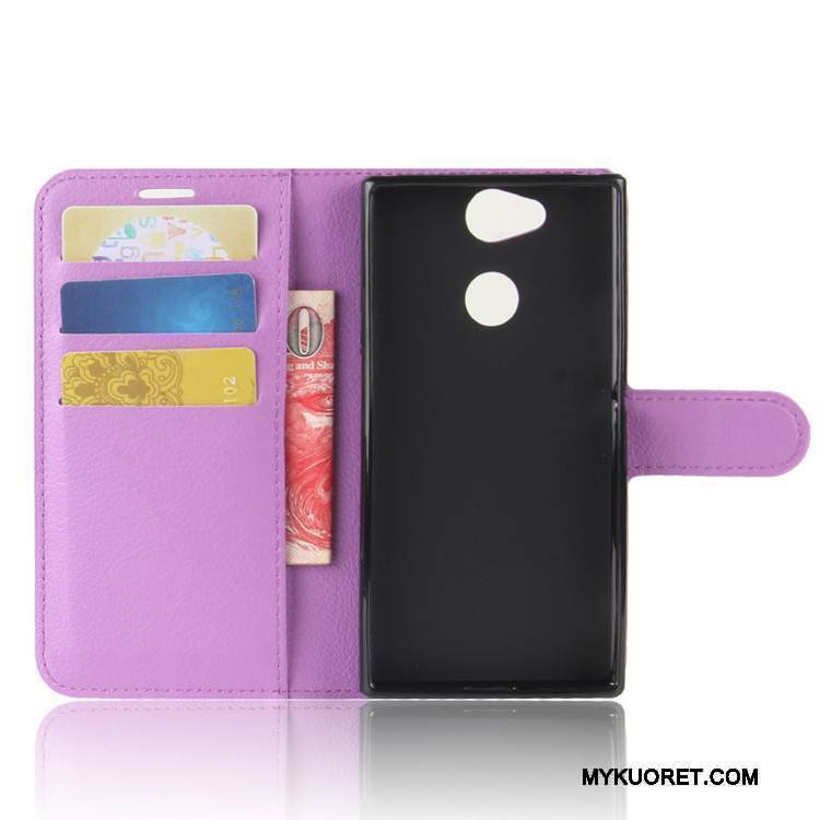Kuori Sony Xperia Xa2 Suojaus Kortti Jauhe, Kotelo Sony Xperia Xa2 Nahka