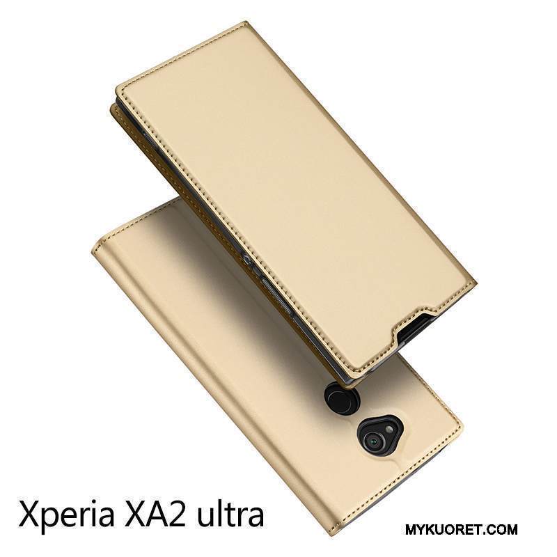 Kuori Sony Xperia Xa2 Ultra Nahka Murtumaton Trendi, Kotelo Sony Xperia Xa2 Ultra Laukut Kortti Kulta