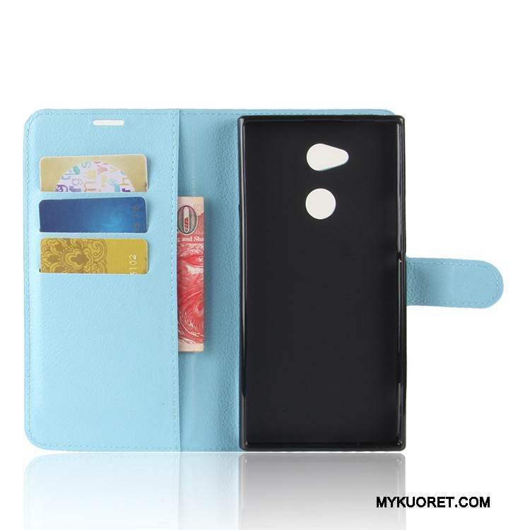 Kuori Sony Xperia Xa2 Ultra Nahka Puhelimen Kuoret Kortti, Kotelo Sony Xperia Xa2 Ultra Suojaus Vaaleansininen
