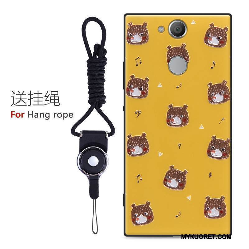 Kuori Sony Xperia Xa2 Ultra Sarjakuva Puhelimen Kuoret Keltainen, Kotelo Sony Xperia Xa2 Ultra Pehmeä Neste Trendi Pesty Suede