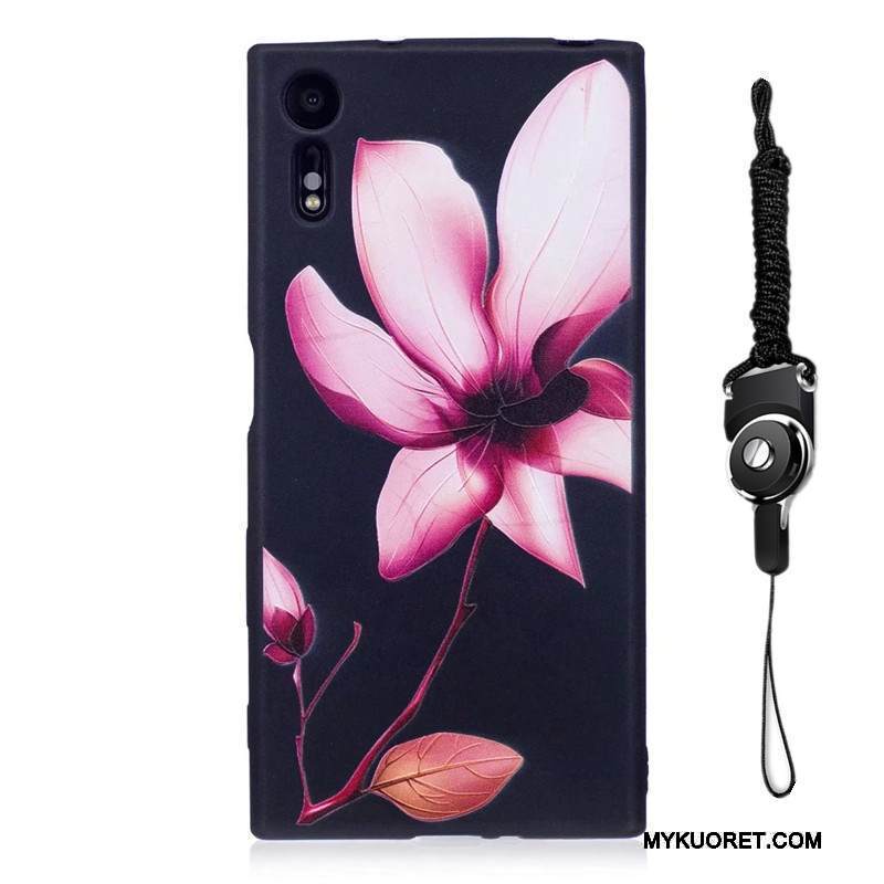 Kuori Sony Xperia Xz Maalaus Pesty Suede Ripustettavat Koristeet, Kotelo Sony Xperia Xz Kohokuviointi Puhelimen Kuoret Vihreä