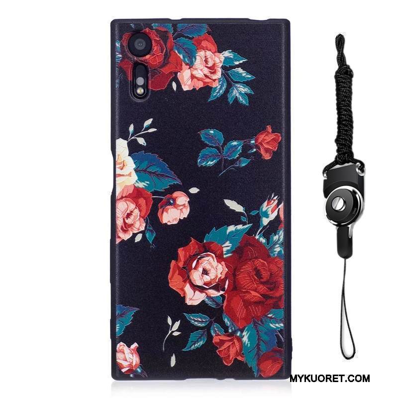 Kuori Sony Xperia Xz Maalaus Pesty Suede Ripustettavat Koristeet, Kotelo Sony Xperia Xz Kohokuviointi Puhelimen Kuoret Vihreä