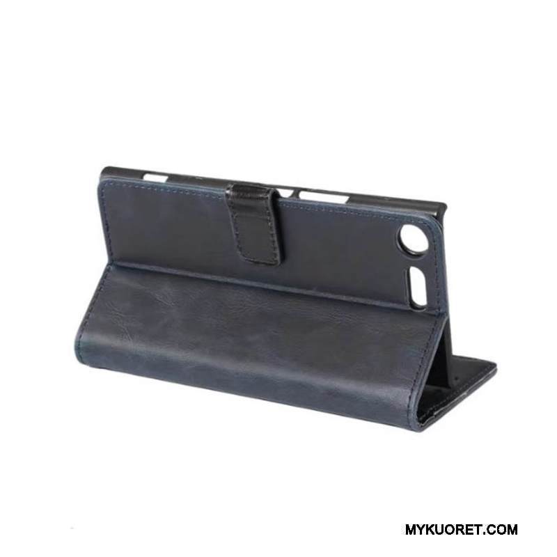 Kuori Sony Xperia Xz Premium Nahka Kortti Silmukka, Kotelo Sony Xperia Xz Premium Suojaus