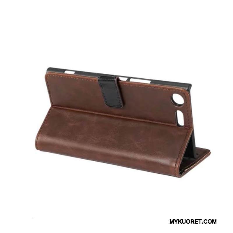 Kuori Sony Xperia Xz Premium Nahka Kortti Silmukka, Kotelo Sony Xperia Xz Premium Suojaus