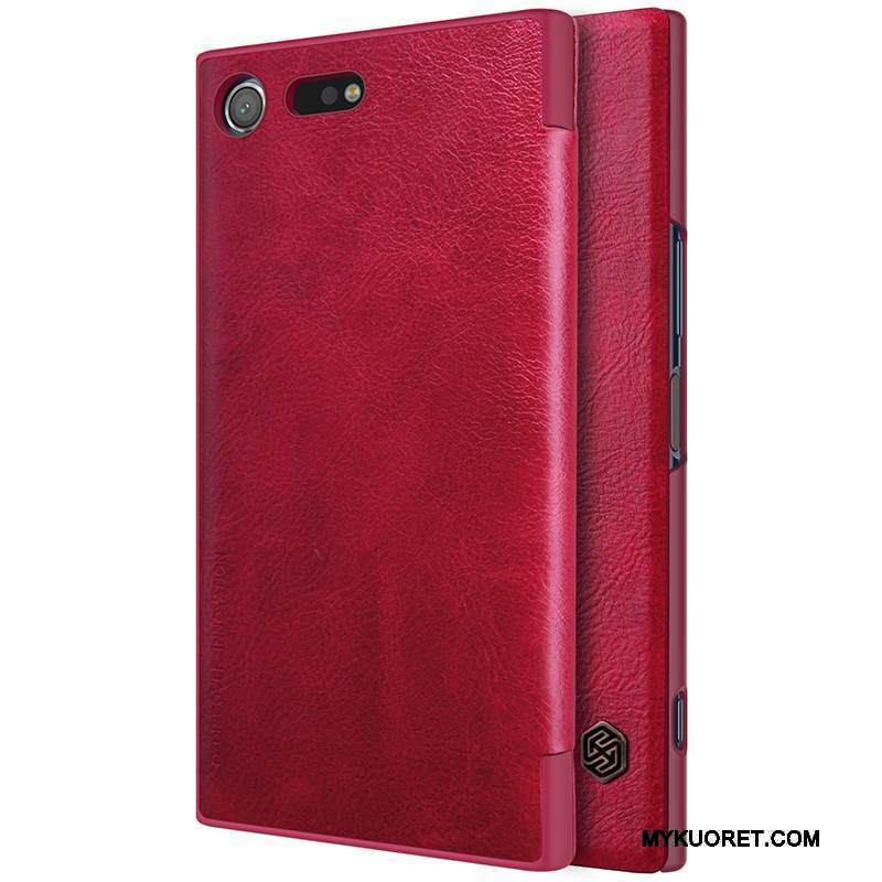Kuori Sony Xperia Xz Suojaus Puhelimen Kuoret Murtumaton, Kotelo Sony Xperia Xz Nahka Kulta Viini Punainen