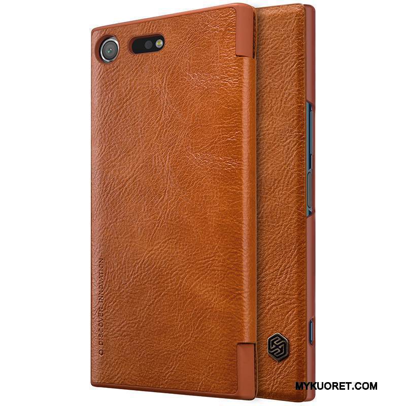 Kuori Sony Xperia Xz Suojaus Puhelimen Kuoret Murtumaton, Kotelo Sony Xperia Xz Nahka Kulta Viini Punainen