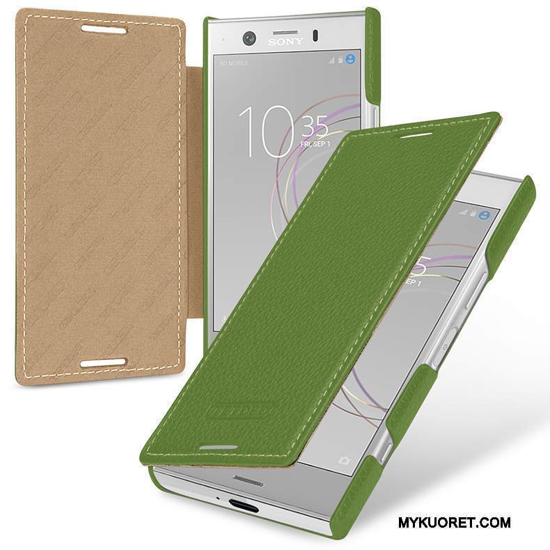 Kuori Sony Xperia Xz1 Compact Kuoret Puhelimen Kuoret Murtumaton, Kotelo Sony Xperia Xz1 Compact Nahka Syvä Väri Vihreä