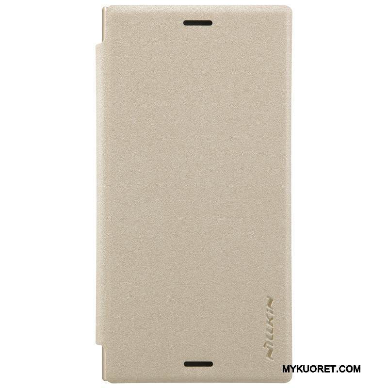 Kuori Sony Xperia Xz1 Compact Nahka Kulta Harmaa, Kotelo Sony Xperia Xz1 Compact Suojaus Syvä Väri Puhelimen Kuoret