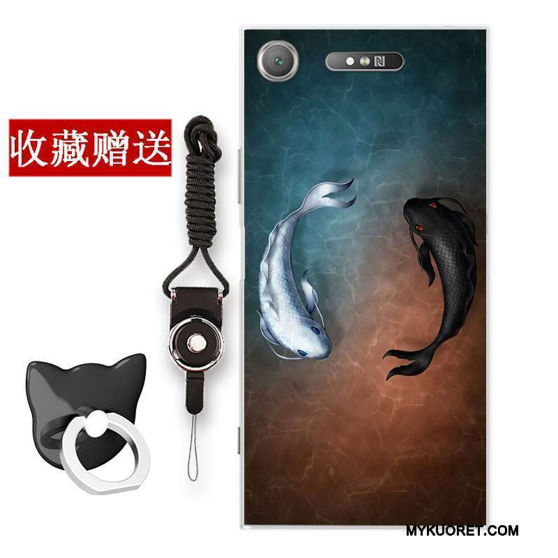 Kuori Sony Xperia Xz1 Compact Pehmeä Neste Puhelimen Kuoret Tuuli, Kotelo Sony Xperia Xz1 Compact Suojaus Taide Sininen