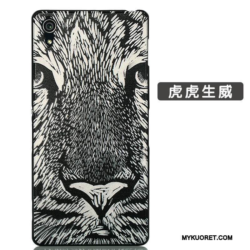 Kuori Sony Xperia Z2 Kohokuviointi Ultra Ohut, Kotelo Sony Xperia Z2 Sarjakuva Pesty Suede Keltainen