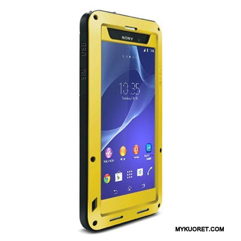 Kuori Sony Xperia Z2 Laukut Puhelimen Kuoret Kehys, Kotelo Sony Xperia Z2 Suojaus Murtumaton Keltainen