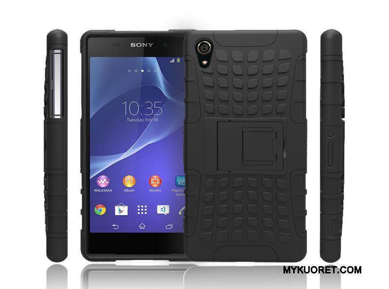 Kuori Sony Xperia Z2 Tuki Liukumaton Puhelimen Kuoret, Kotelo Sony Xperia Z2 Suojaus Kukkakuvio Sininen