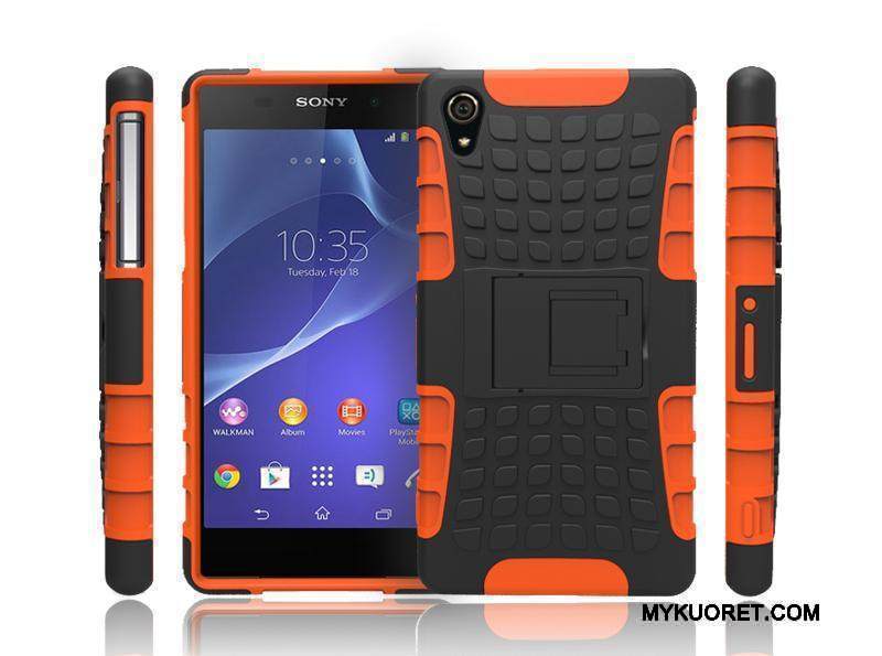 Kuori Sony Xperia Z2 Tuki Liukumaton Puhelimen Kuoret, Kotelo Sony Xperia Z2 Suojaus Kukkakuvio Sininen