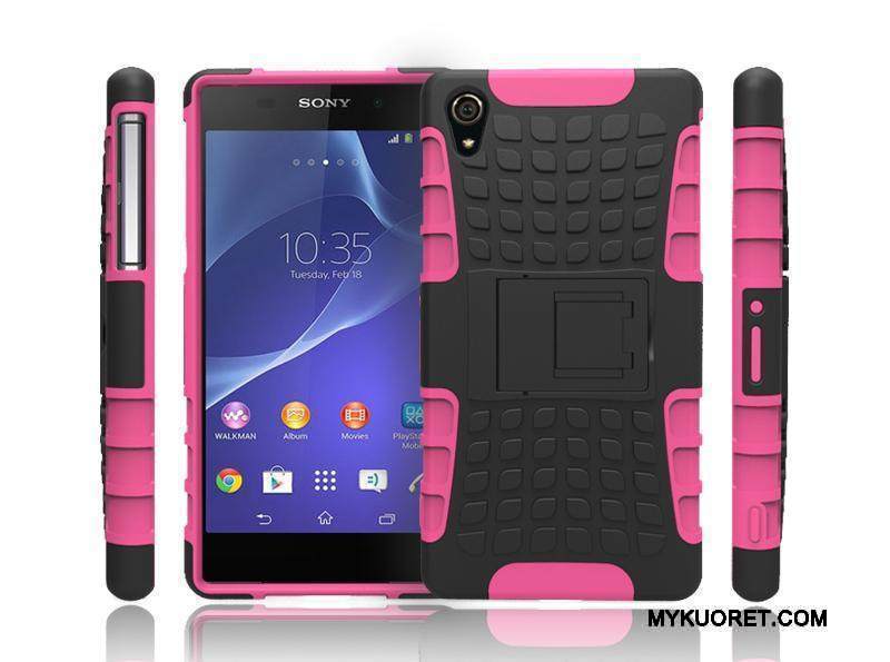 Kuori Sony Xperia Z2 Tuki Liukumaton Puhelimen Kuoret, Kotelo Sony Xperia Z2 Suojaus Kukkakuvio Sininen