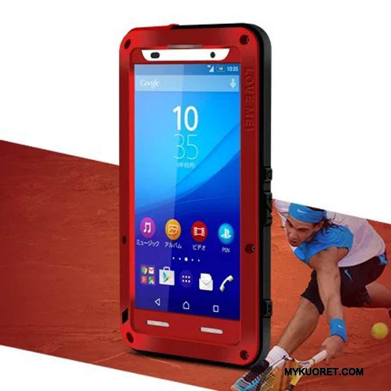 Kuori Sony Xperia Z3+ Laukut Murtumaton Keltainen, Kotelo Sony Xperia Z3+ Metalli Takakansi Kolme Puolustusta