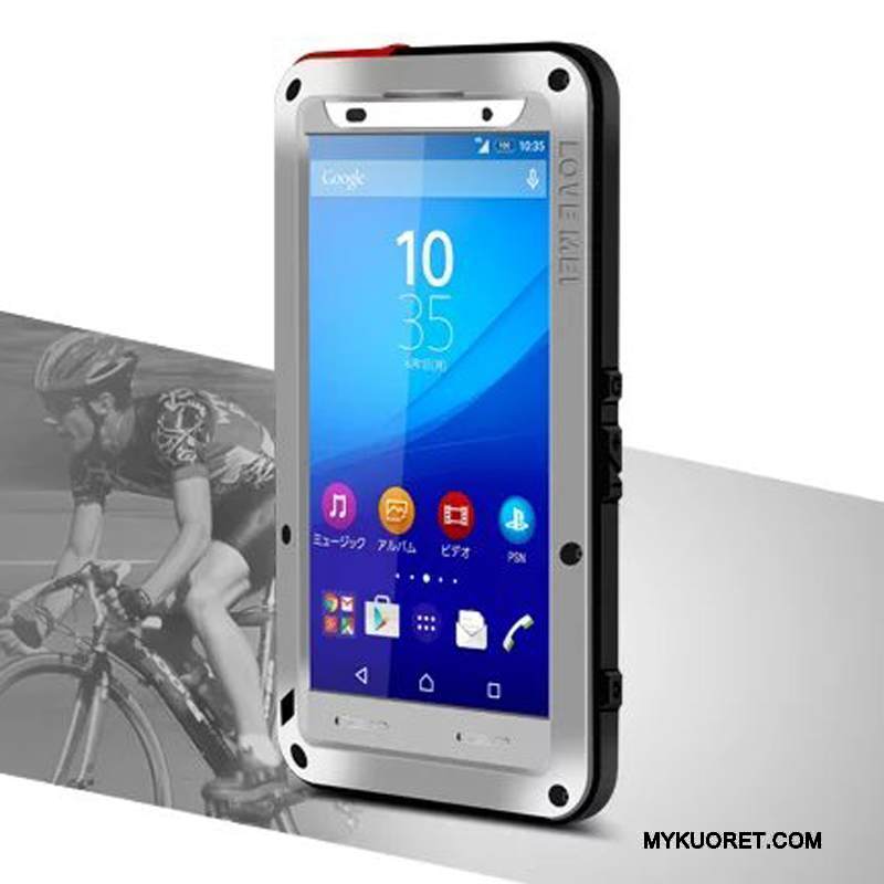 Kuori Sony Xperia Z3+ Laukut Murtumaton Keltainen, Kotelo Sony Xperia Z3+ Metalli Takakansi Kolme Puolustusta