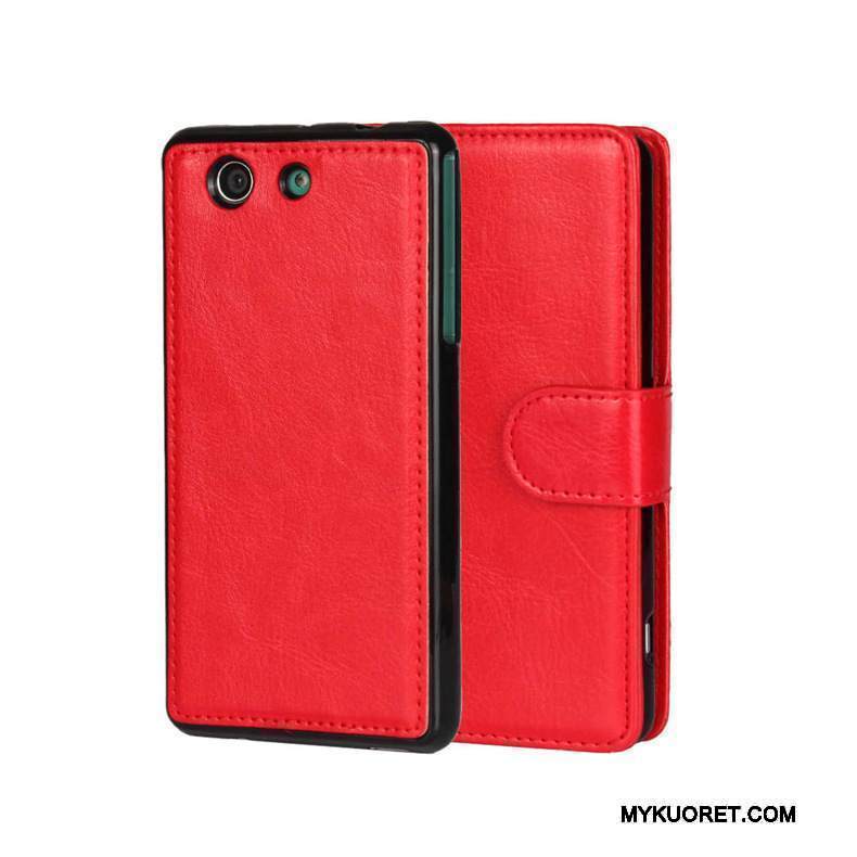 Kuori Sony Xperia Z3 Nahka Puhelimen Kuoret Punainen, Kotelo Sony Xperia Z3 Suojaus