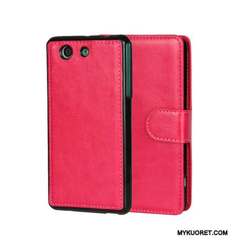 Kuori Sony Xperia Z3 Nahka Puhelimen Kuoret Punainen, Kotelo Sony Xperia Z3 Suojaus