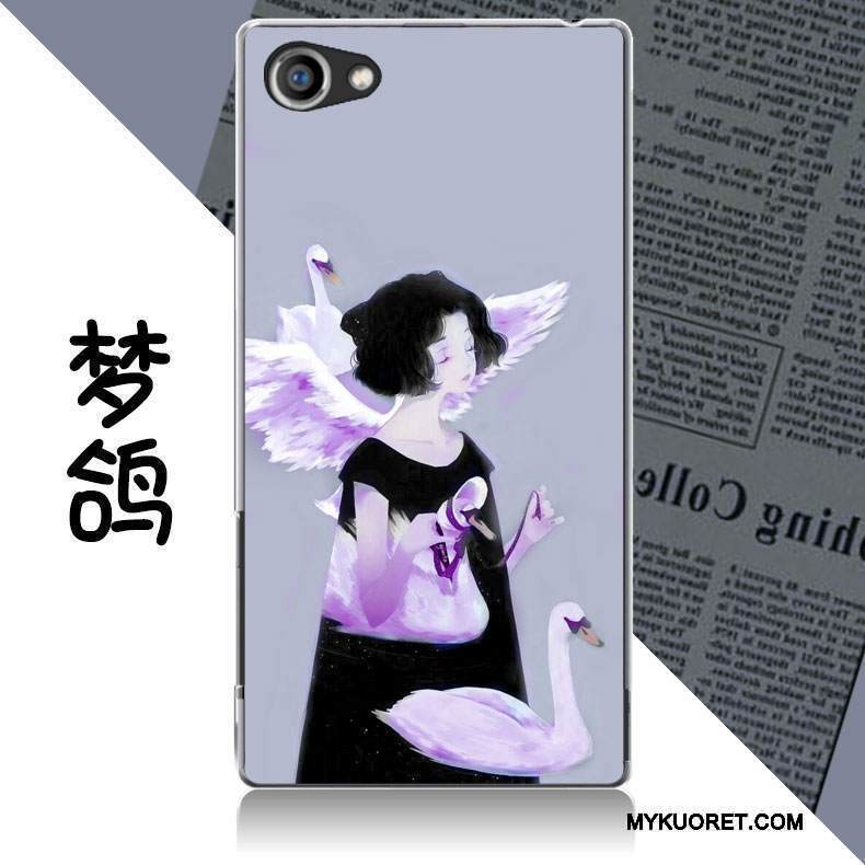 Kuori Sony Xperia Z5 Compact Kohokuviointi Harmaa Puhelimen Kuoret, Kotelo Sony Xperia Z5 Compact Suojaus Murtumaton Pesty Suede