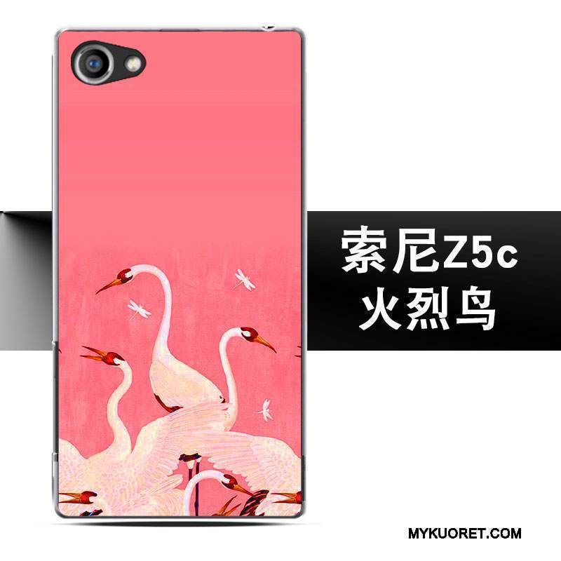 Kuori Sony Xperia Z5 Compact Kohokuviointi Harmaa Puhelimen Kuoret, Kotelo Sony Xperia Z5 Compact Suojaus Murtumaton Pesty Suede