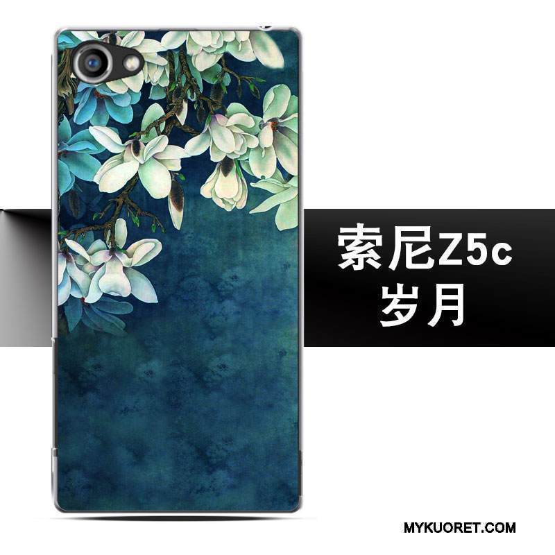 Kuori Sony Xperia Z5 Compact Kohokuviointi Harmaa Puhelimen Kuoret, Kotelo Sony Xperia Z5 Compact Suojaus Murtumaton Pesty Suede