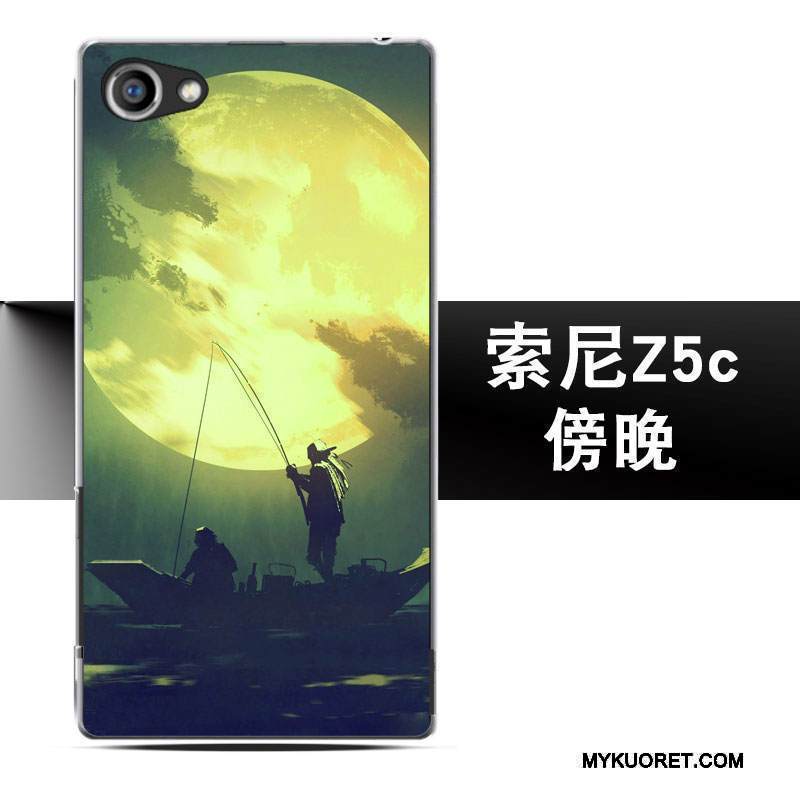 Kuori Sony Xperia Z5 Compact Kohokuviointi Harmaa Puhelimen Kuoret, Kotelo Sony Xperia Z5 Compact Suojaus Murtumaton Pesty Suede