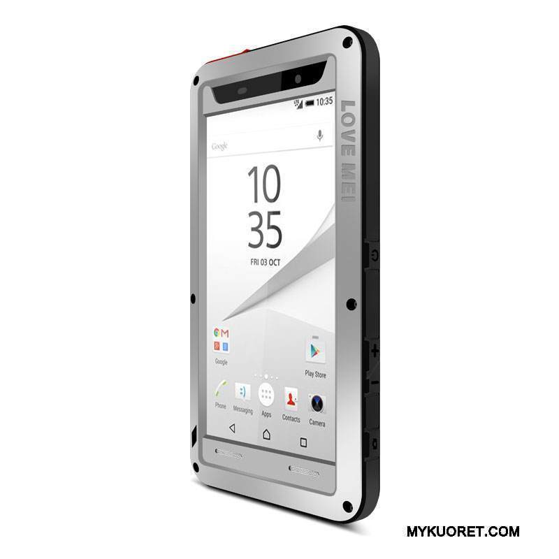 Kuori Sony Xperia Z5 Compact Metalli Murtumaton Kehys, Kotelo Sony Xperia Z5 Compact Suojaus Musta Pesty Suede