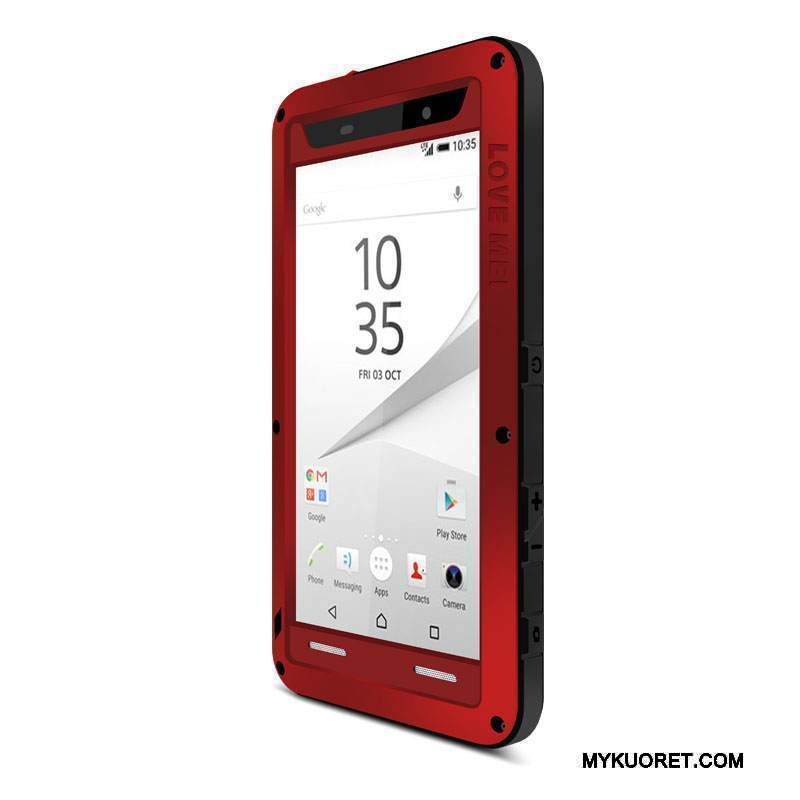 Kuori Sony Xperia Z5 Compact Metalli Murtumaton Kehys, Kotelo Sony Xperia Z5 Compact Suojaus Musta Pesty Suede