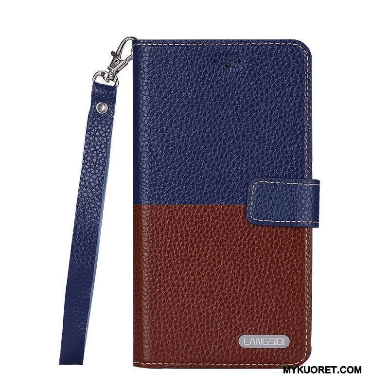 Kuori Sony Xperia Z5 Kuoret Puhelimen Kuoret Yksinkertainen, Kotelo Sony Xperia Z5 Nahka Tummansininen