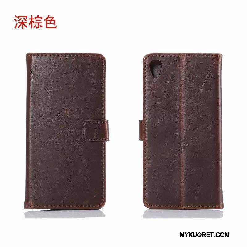 Kuori Sony Xperia Z5 Nahka Viini Punainen Puhelimen Kuoret, Kotelo Sony Xperia Z5 Suojaus