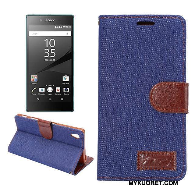 Kuori Sony Xperia Z5 Pehmeä Neste Kukkakuvio Puhelimen Kuoret, Kotelo Sony Xperia Z5 Nahka Sininen