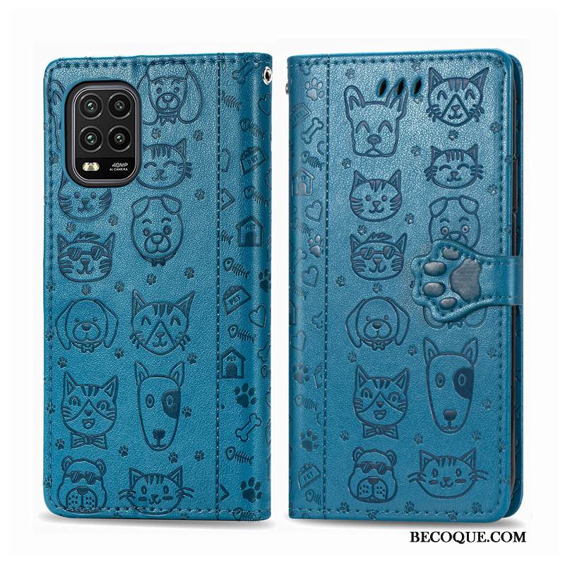 Kuori Xiaomi Mi 10 Lite Kohokuviointi Ripustettavat Koristeet Kissa, Kotelo Xiaomi Mi 10 Lite Nahka Kukka Puhelimen Kuoret