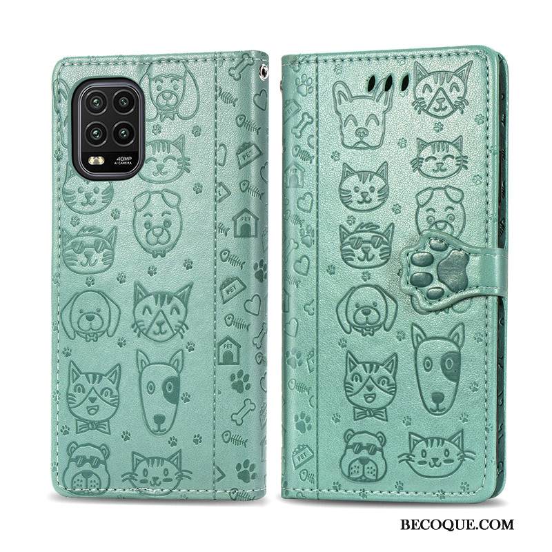 Kuori Xiaomi Mi 10 Lite Kohokuviointi Ripustettavat Koristeet Kissa, Kotelo Xiaomi Mi 10 Lite Nahka Kukka Puhelimen Kuoret